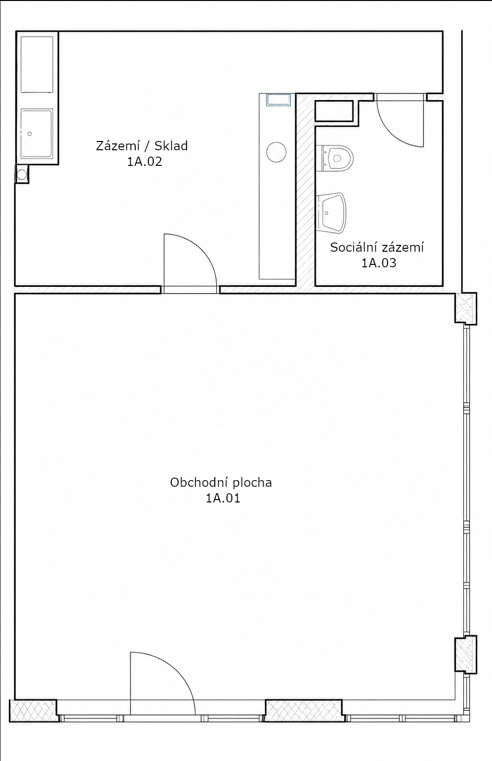 Půdorys obchodního prostoru 1A